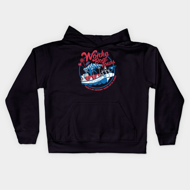 Factory Boat Tours Kids Hoodie by DeepFriedArt